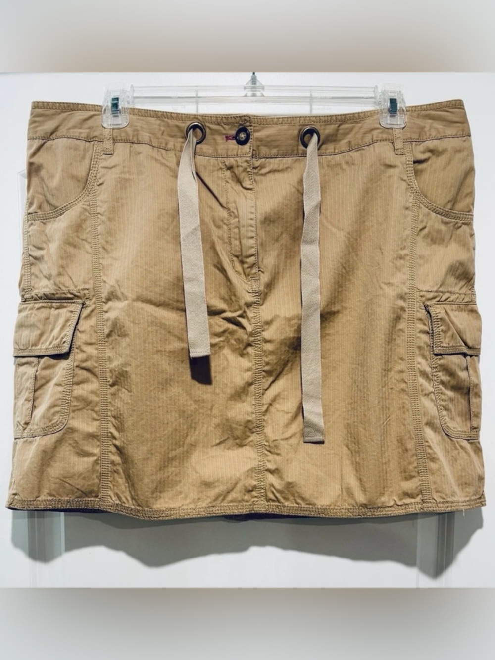 Merona Women’s Khaki Tan Preppy Short Cargo Skirt 100% Cotton Sz 18 NWOT